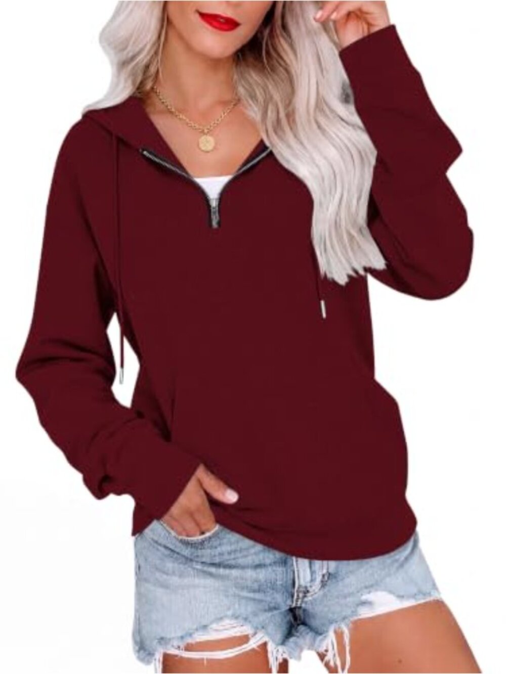 Women's Half Zip Hoodie Oversized Sweatshirt Casual Fall Pullover